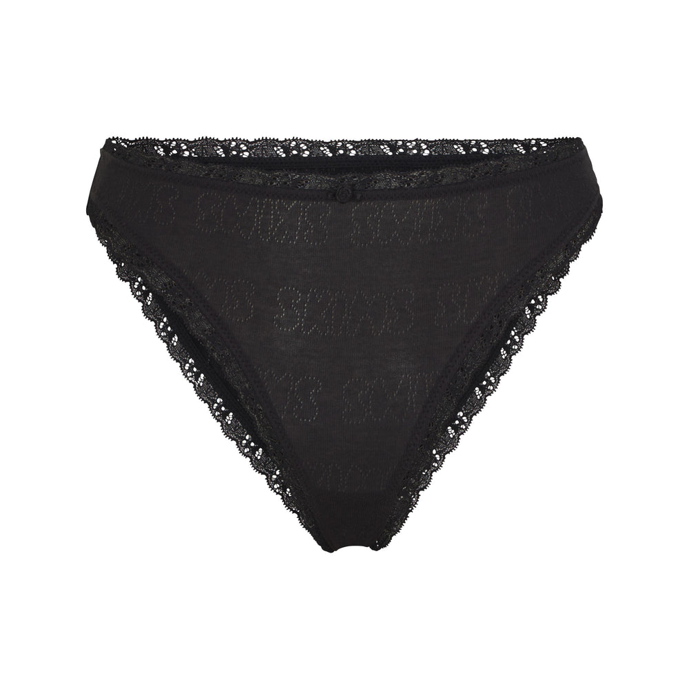 Skims LACE POINTELLE CHEEKY Brief Onyx | 7638LRXGZ