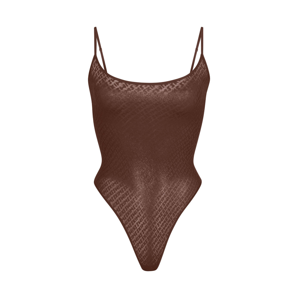 Skims LOGO MESH FOIL Cami Bodysuit Cocoa | 2806ZTNCW