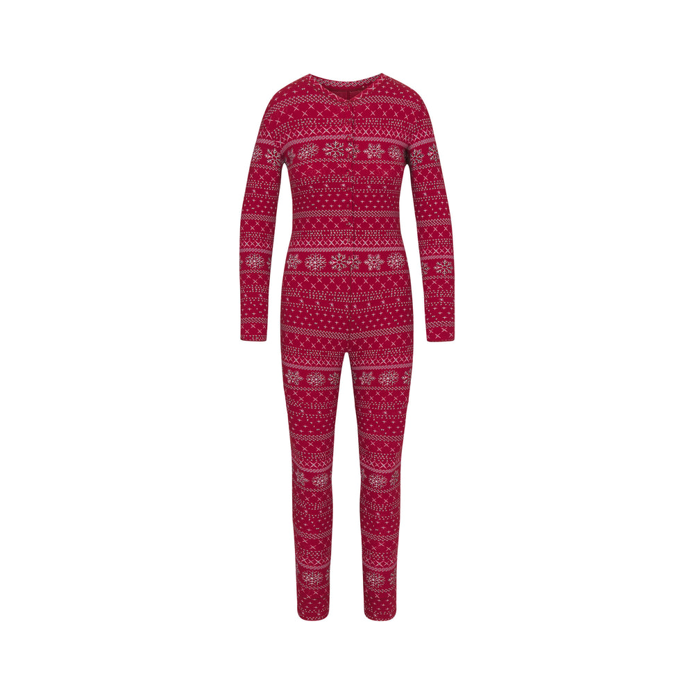 Skims LOGO POINTELLE HENLEY ONESIE Kids Red Fair Isle | ROQY29106