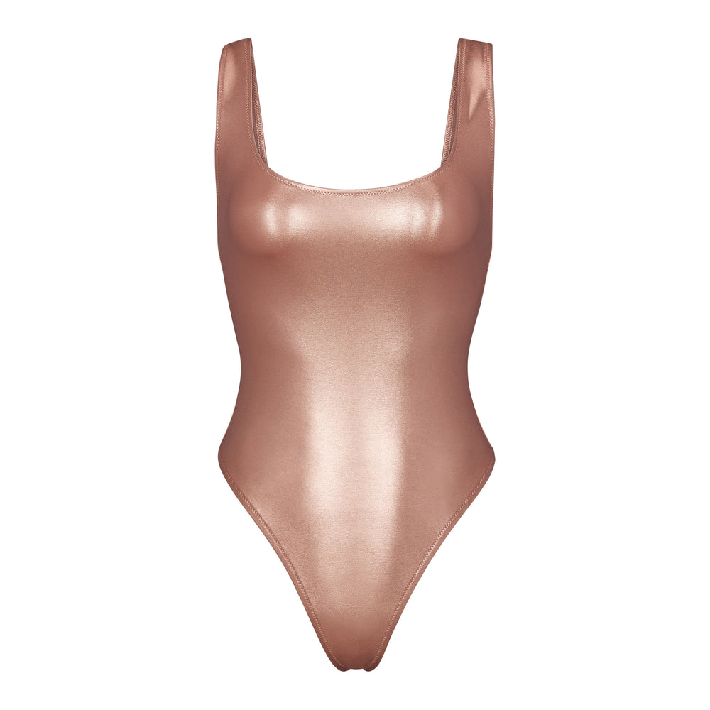 Skims METALLIC SWIM HIGH CUT One Piece Champagne | NHMS31570