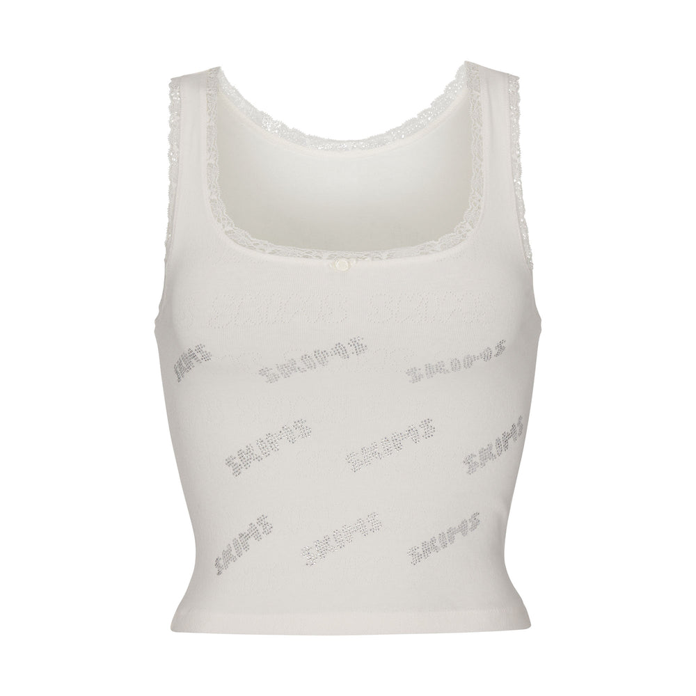 Skims RHINESTONE LOGO POINTELLE Tank Marble | SYBC75839