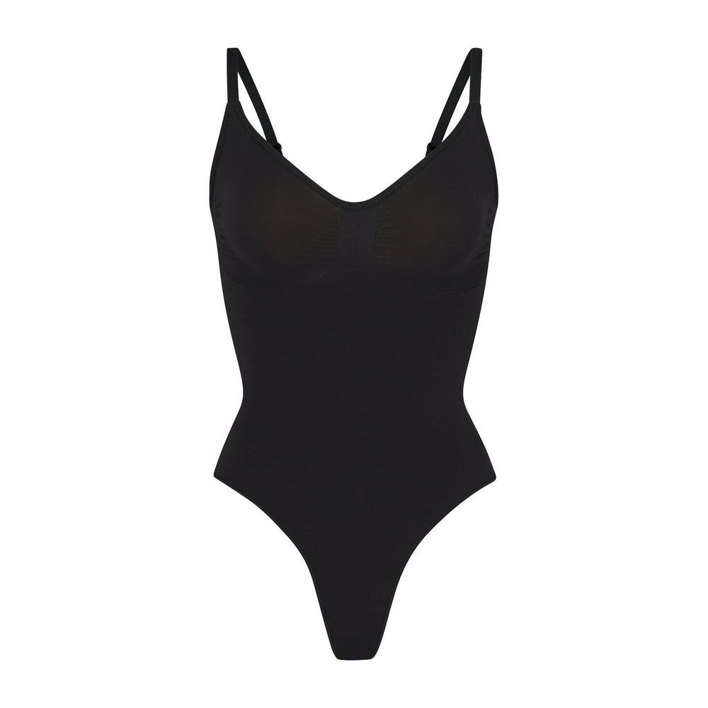 Skims SCULPTING THONG Bodysuit Onyx | NKJP67802