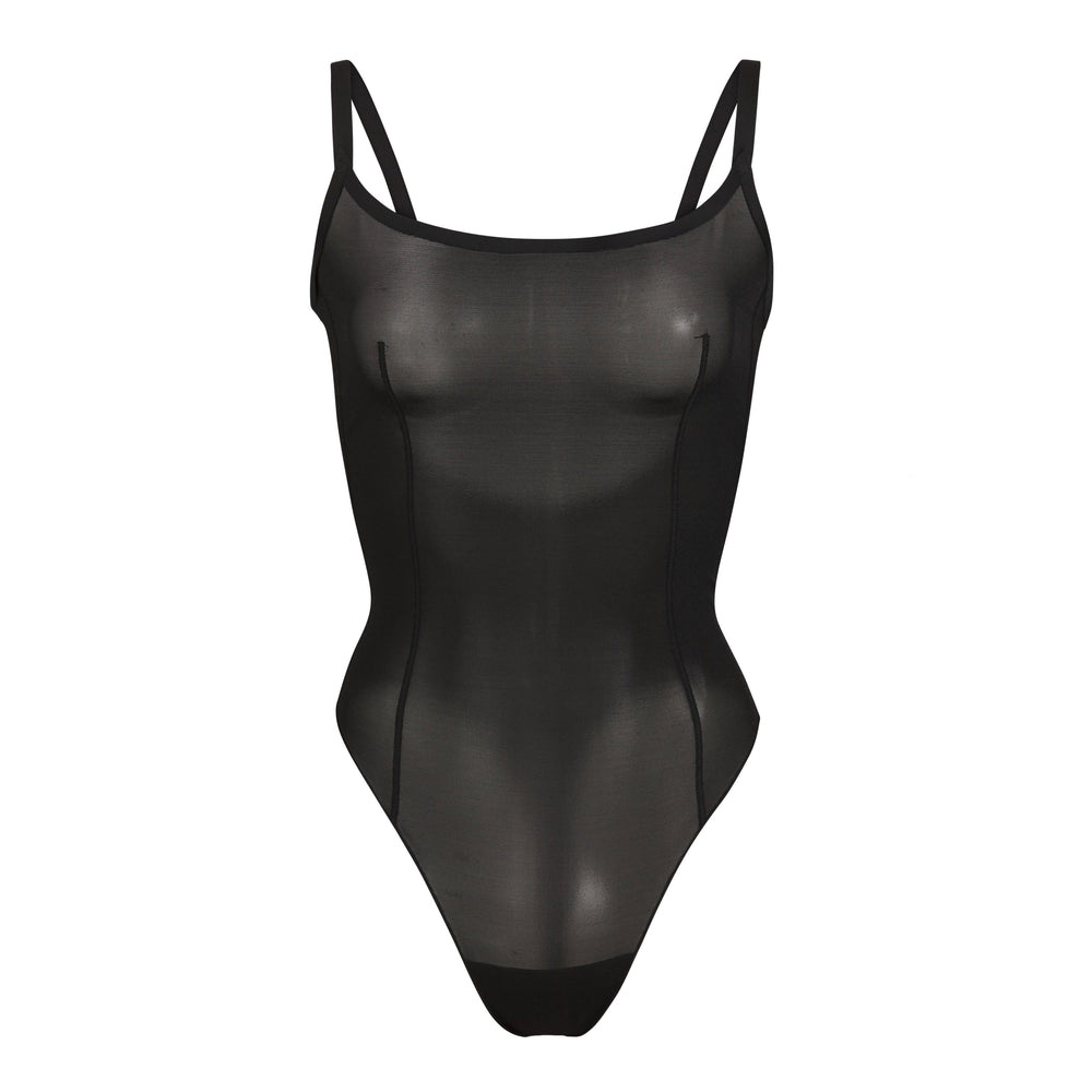 Skims SHEER SCULPT THONG Bodysuit Onyx | JZWP41625