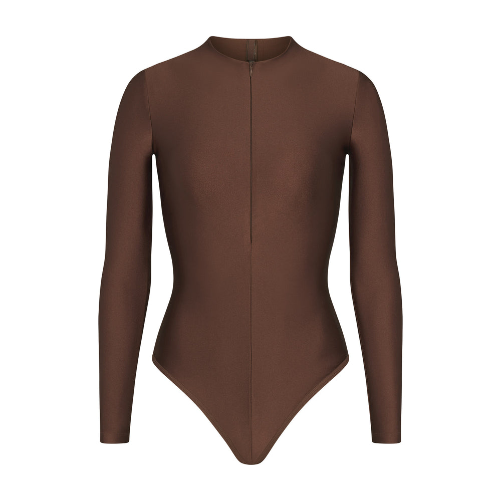 Skims SKIMS DISCO Long Sleeve Bodysuit Cocoa | SCQK14387