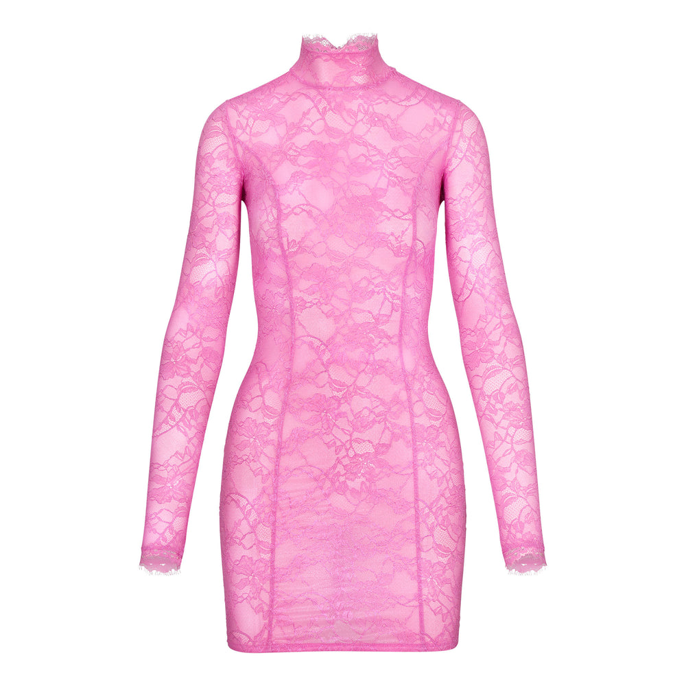 Skims SKIMS LACE TURTLENECK Dress Bubble Gum | WBIU32140