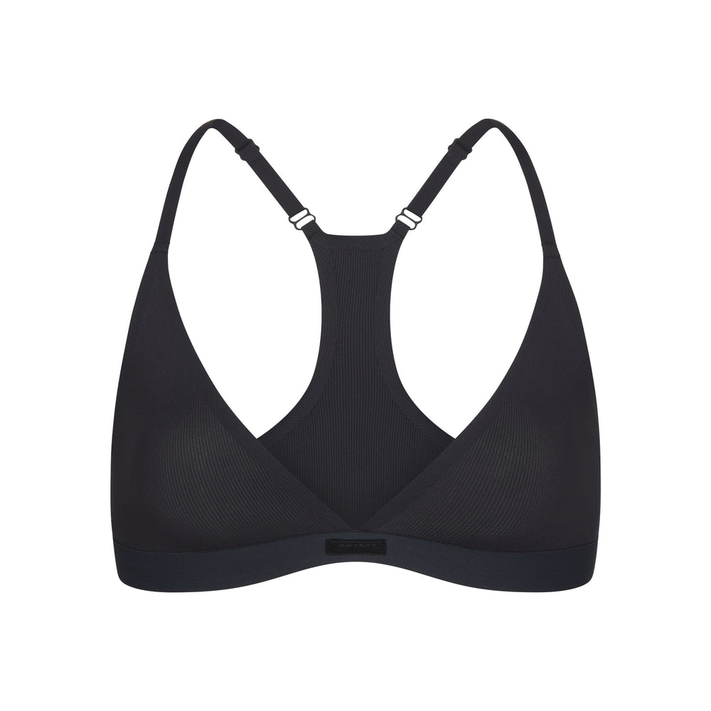 Skims SMOOTH RIB RACERBACK TRIANGLE Bralette Onyx | ORCL51637