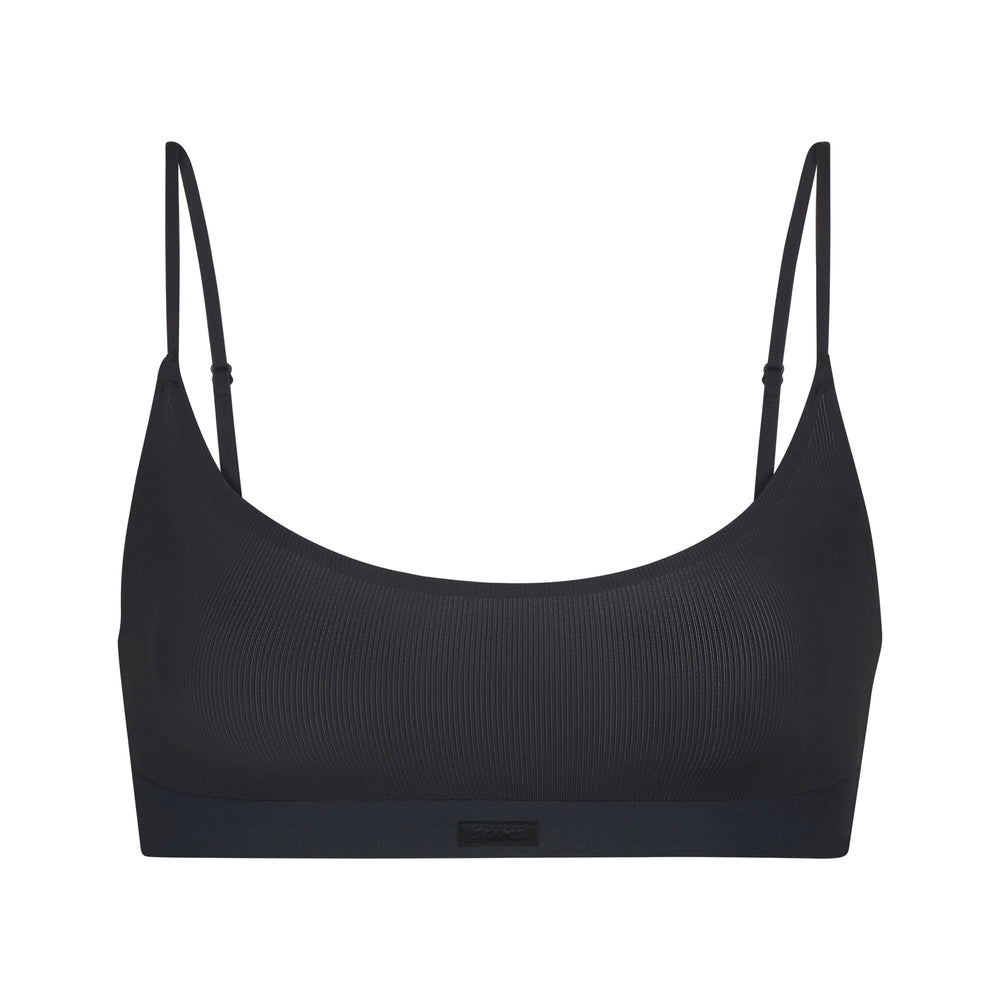 Skims SMOOTH RIB SCOOP NECK Bralette Onyx | ZPFS49863