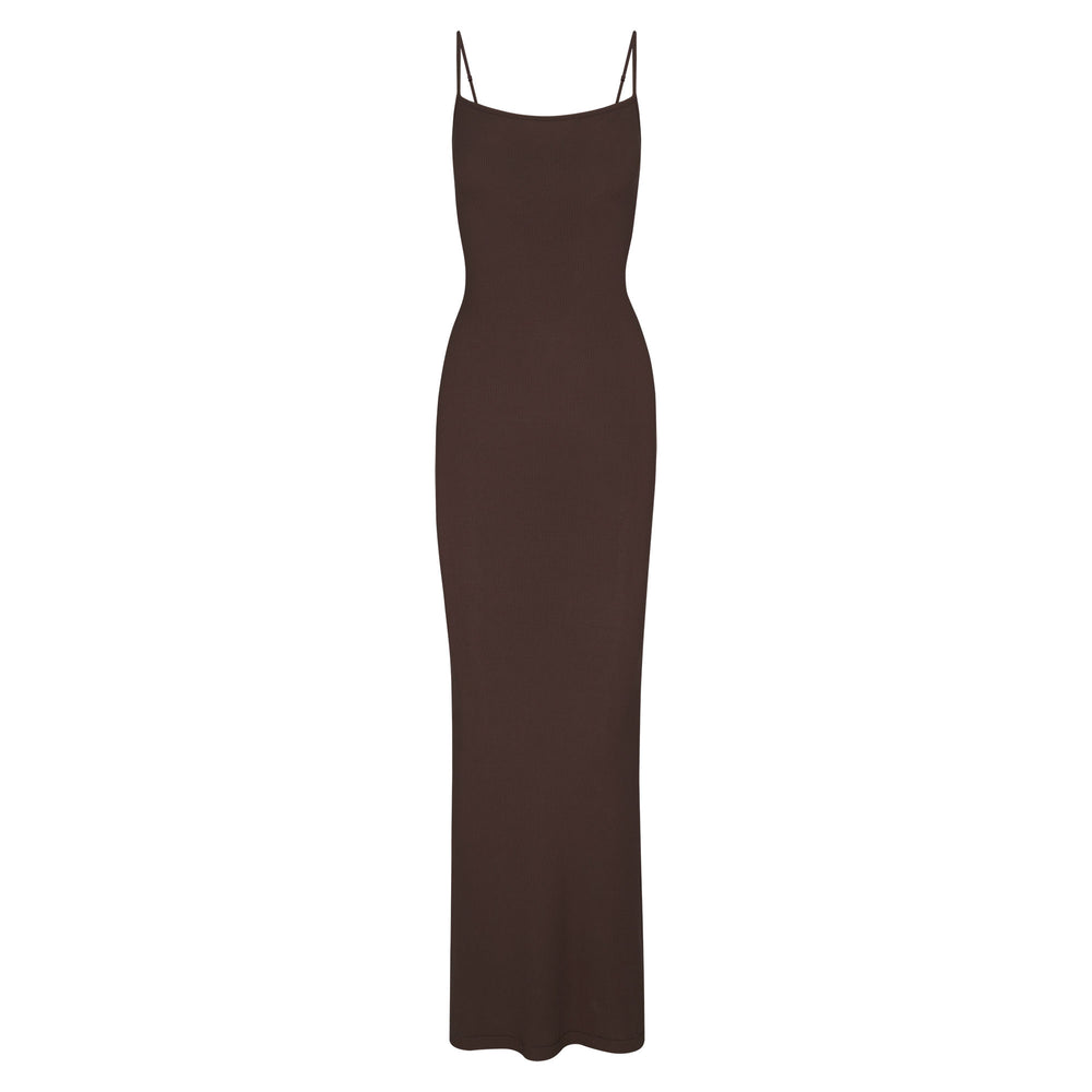 Skims SOFT LOUNGE LONG SLIP Dress Cocoa | GXCW57360