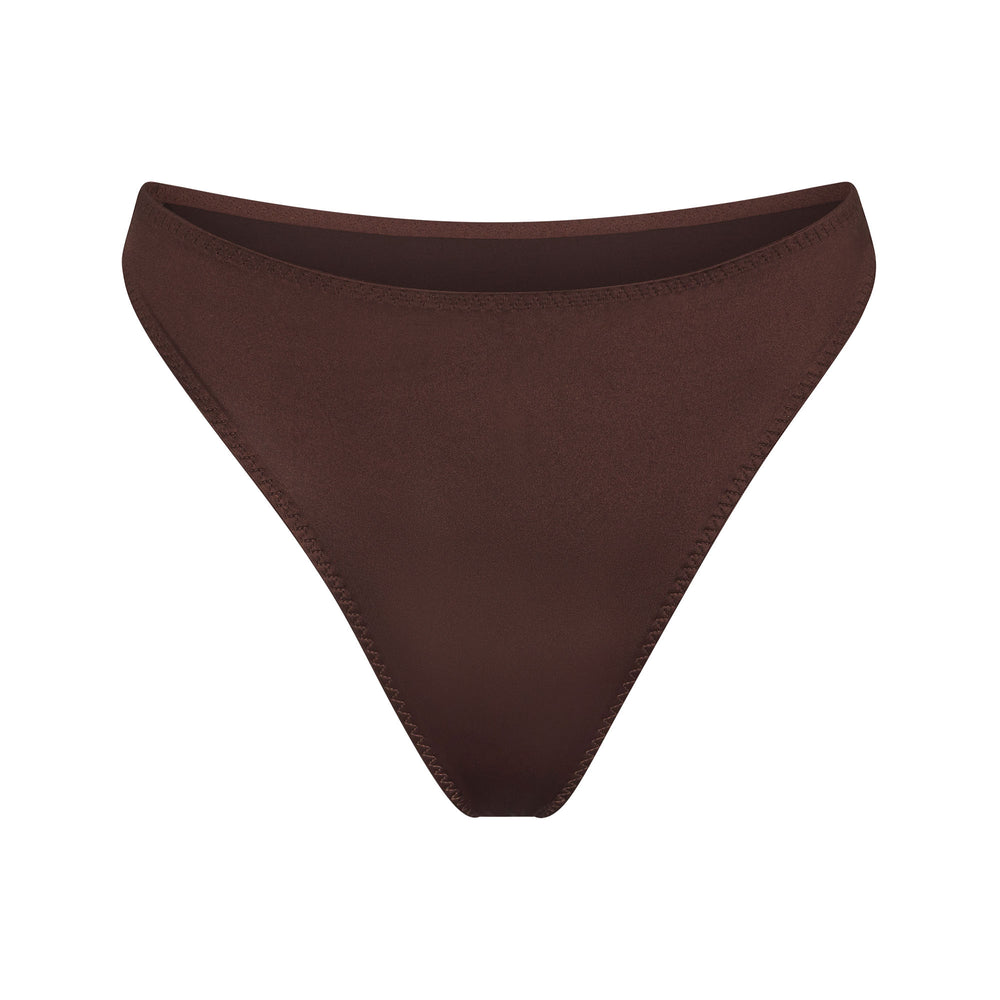 Skims STRETCH SATIN HIGH LEG Bikini Cocoa | 8304RGUHQ