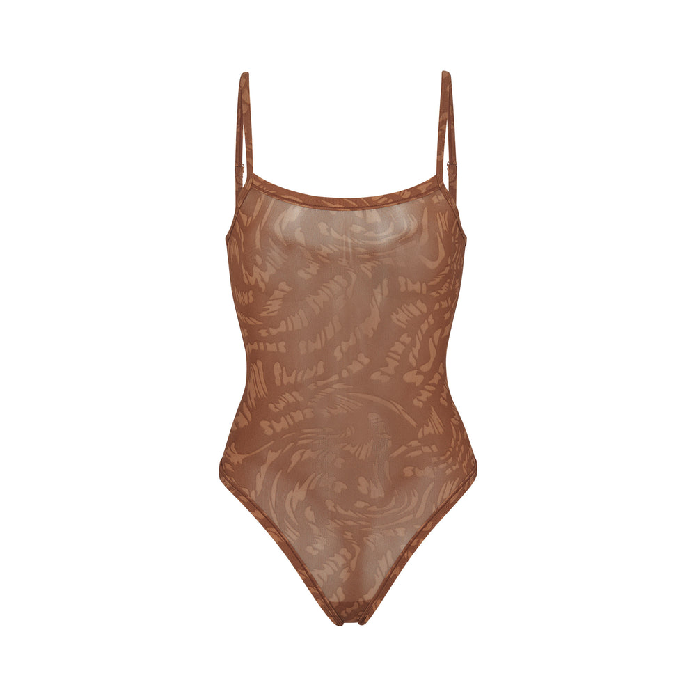 Skims SUMMER MESH Strappy Bodysuit Latte Swirl | DPUA16027