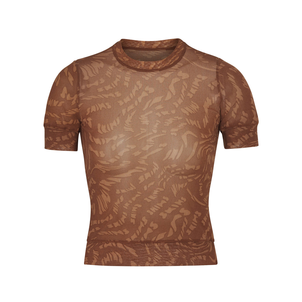 Skims SUMMER MESH T-shirt Latte Swirl | GIMS91875