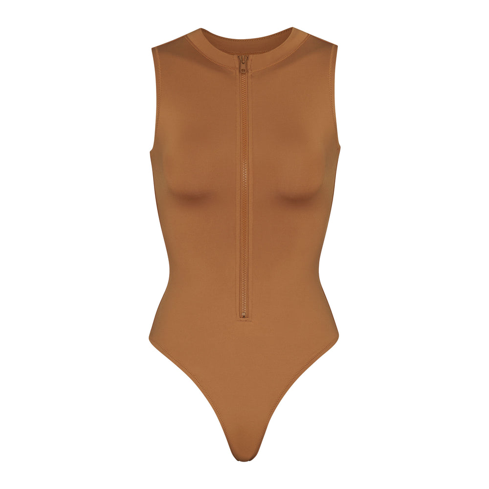 Skims SWIM ZIP FRONT SLEEVELESS One Piece Almond | PGCY13670