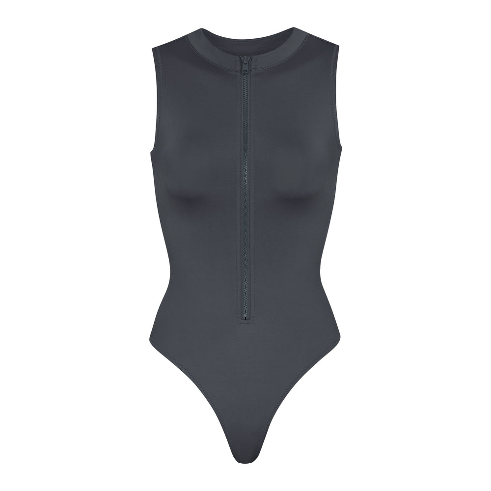 Skims SWIM ZIP FRONT SLEEVELESS One Piece Gunmetal | ZQCH04397