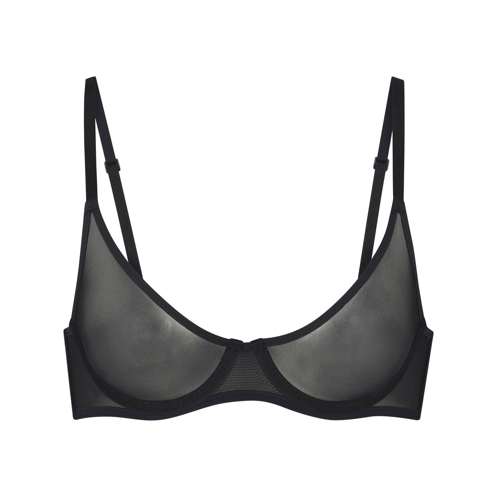 Skims ULTRA FINE MESH SCOOP Underwire Bra Onyx | QFZC80492