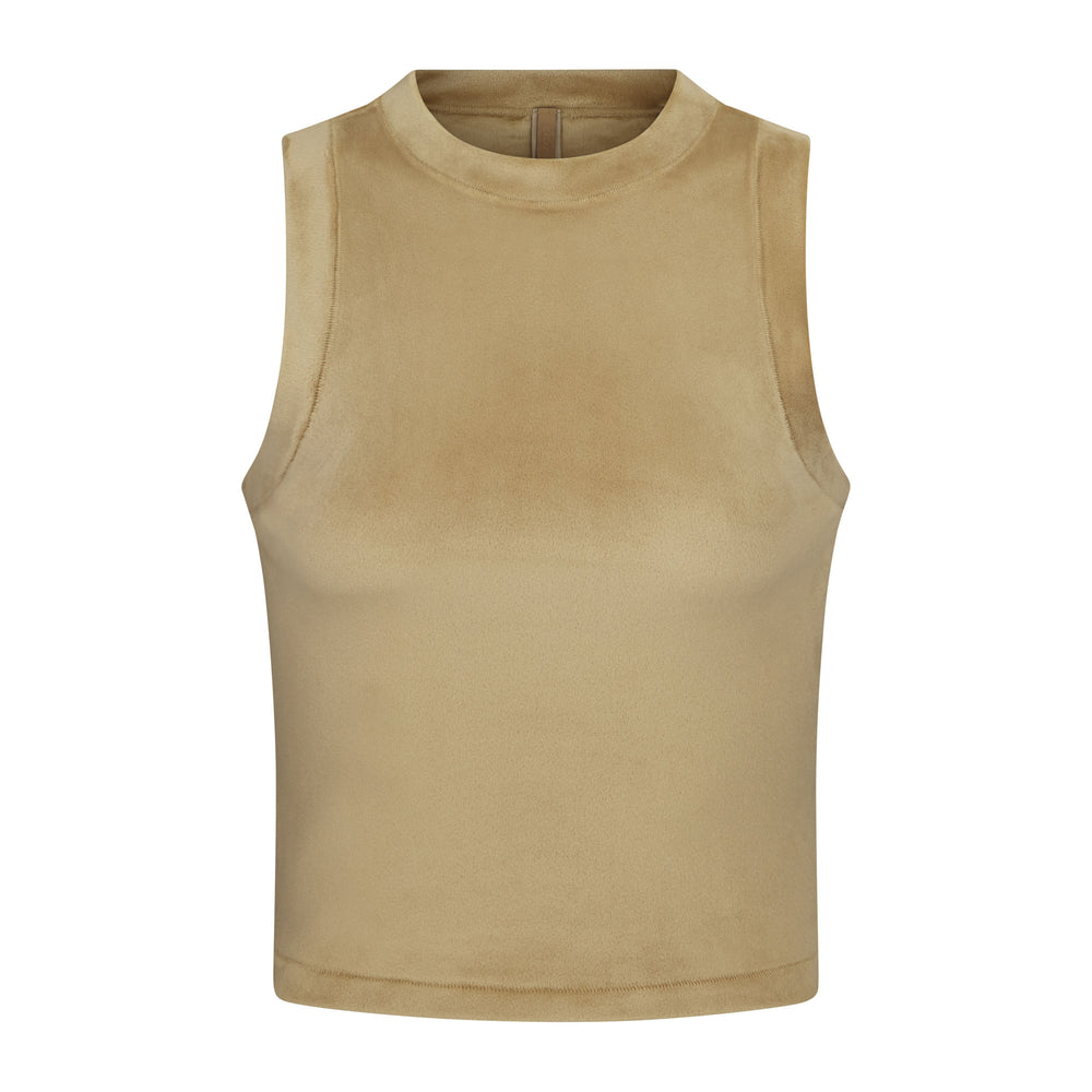 Skims VELOUR CREW NECK Tank Gold | FDNW39207